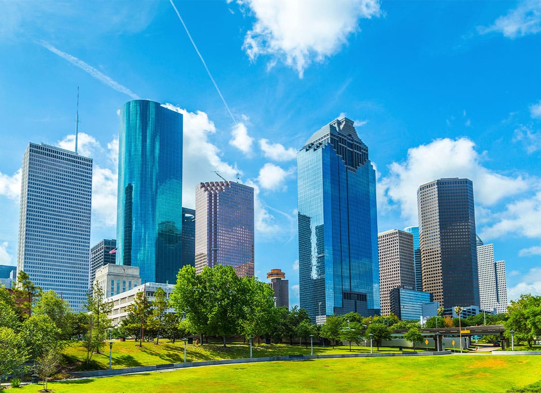 Houston, TX - Beautiful View of the Skyline of Houston, Texas on a Clear Day With Very Little Clouds